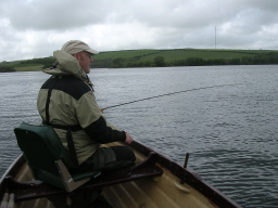 Bryan surveys the water for signs of rising fish on Llys y fran